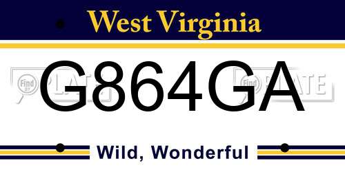 G864GA West Virginia License Plate