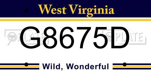 G8675D West Virginia License Plate