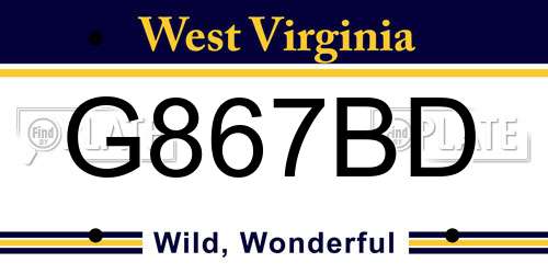 G867BD West Virginia License Plate