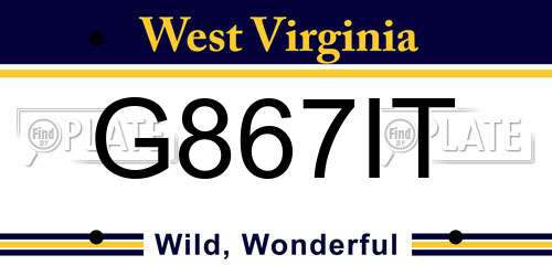 G867IT West Virginia License Plate