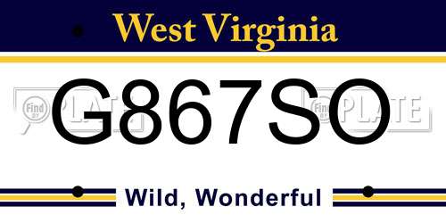 G867SO West Virginia License Plate