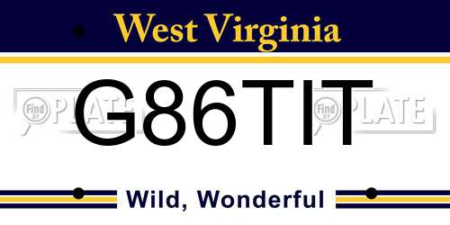 G86TIT West Virginia License Plate