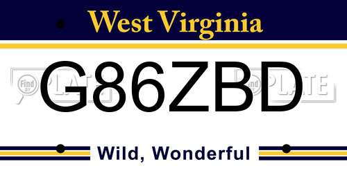 G86ZBD West Virginia License Plate