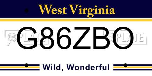 G86ZBO West Virginia License Plate