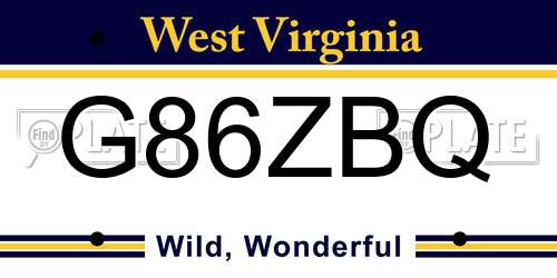 G86ZBQ West Virginia License Plate