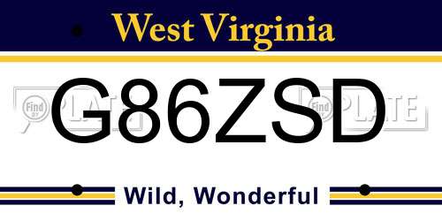 G86ZSD West Virginia License Plate
