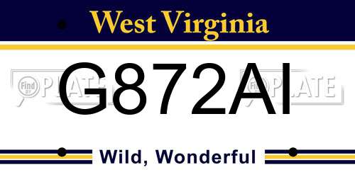 G872AI West Virginia License Plate