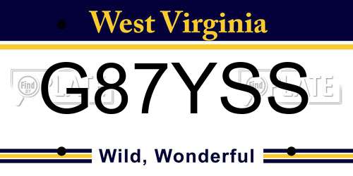G87YSS West Virginia License Plate