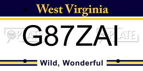 G87ZAI West Virginia License Plate