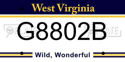 G8802B West Virginia License Plate