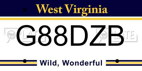 G88DZB West Virginia License Plate