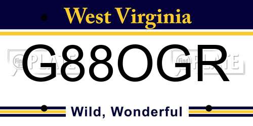 G88OGR West Virginia License Plate