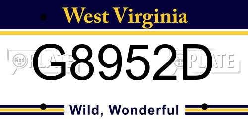 G8952D West Virginia License Plate