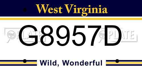 G8957D West Virginia License Plate