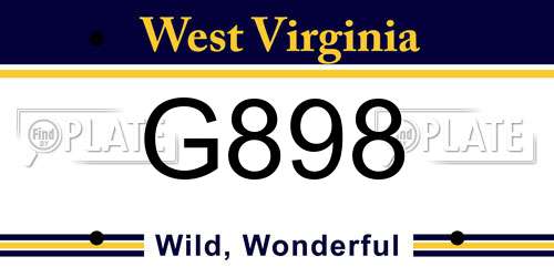 G898 West Virginia License Plate