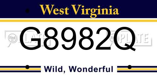 G8982Q West Virginia License Plate