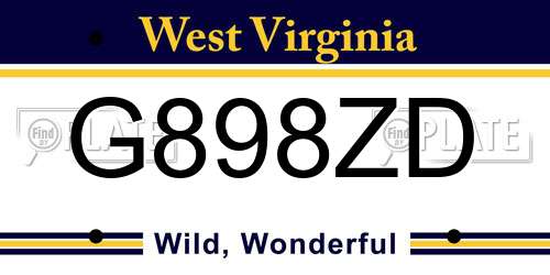 G898ZD West Virginia License Plate
