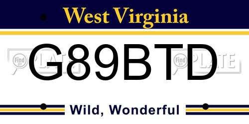 G89BTD West Virginia License Plate