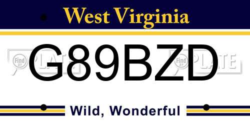 G89BZD West Virginia License Plate