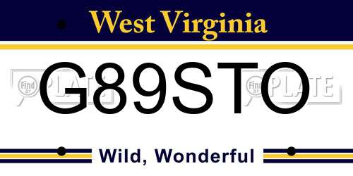 G89STO West Virginia License Plate