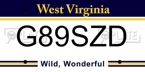 G89SZD West Virginia License Plate