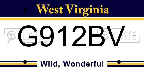 G912BV West Virginia License Plate