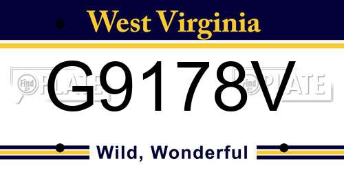 G9178V West Virginia License Plate
