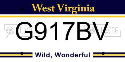 G917BV West Virginia License Plate