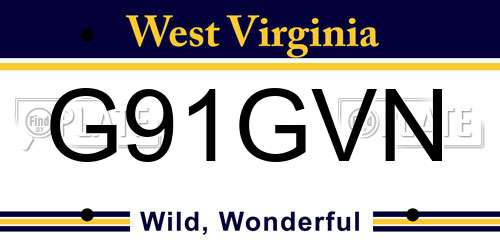 G91GVN West Virginia License Plate