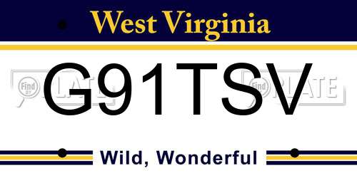 G91TSV West Virginia License Plate