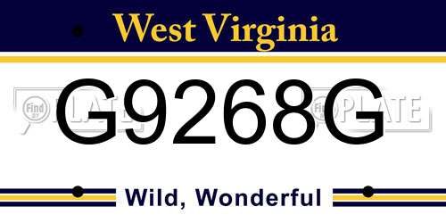 G9268G West Virginia License Plate