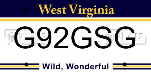 G92GSG West Virginia License Plate