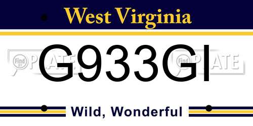 G933GI West Virginia License Plate
