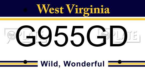 G955GD West Virginia License Plate