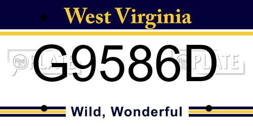 G9586D West Virginia License Plate