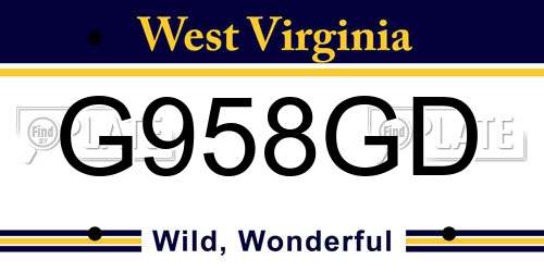 G958GD West Virginia License Plate