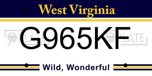 G965KF West Virginia License Plate