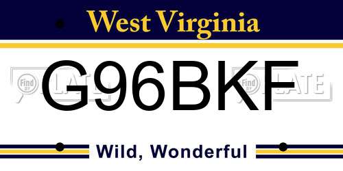 G96BKF West Virginia License Plate