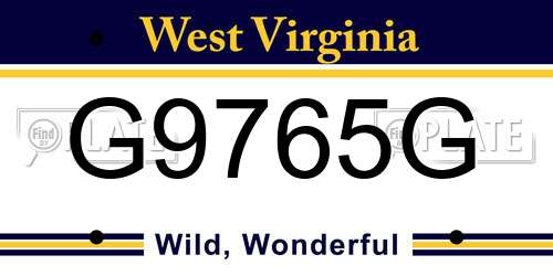 G9765G West Virginia License Plate