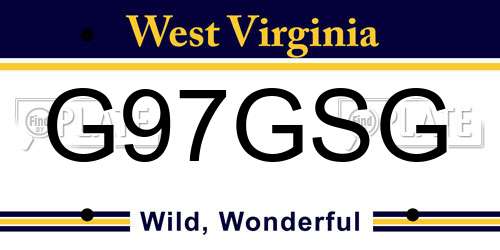 G97GSG West Virginia License Plate