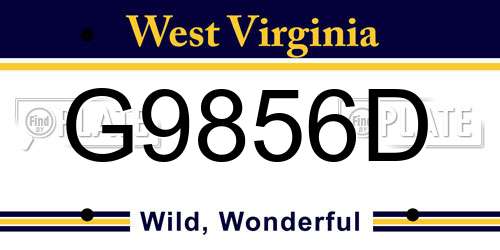 G9856D West Virginia License Plate