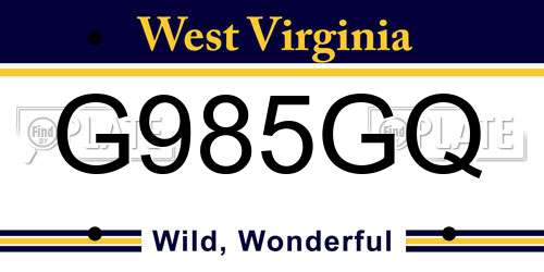 G985GQ West Virginia License Plate