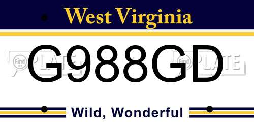 G988GD West Virginia License Plate
