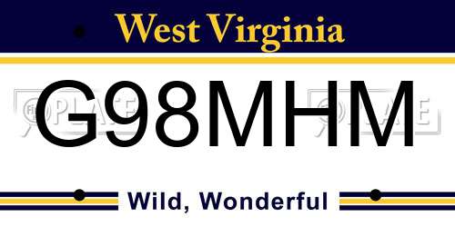 G98MHM West Virginia License Plate
