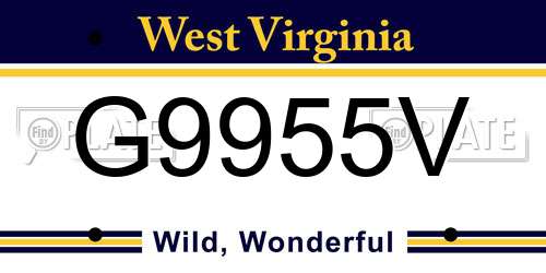 G9955V West Virginia License Plate
