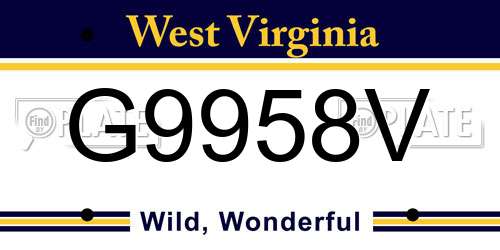 G9958V West Virginia License Plate