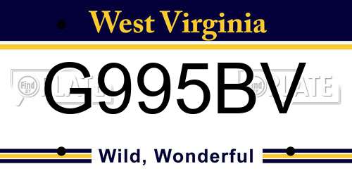 G995BV West Virginia License Plate