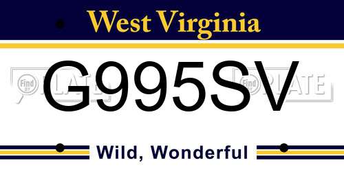 G995SV West Virginia License Plate