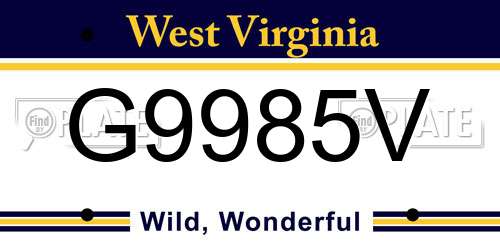 G9985V West Virginia License Plate