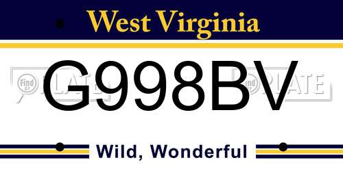 G998BV West Virginia License Plate